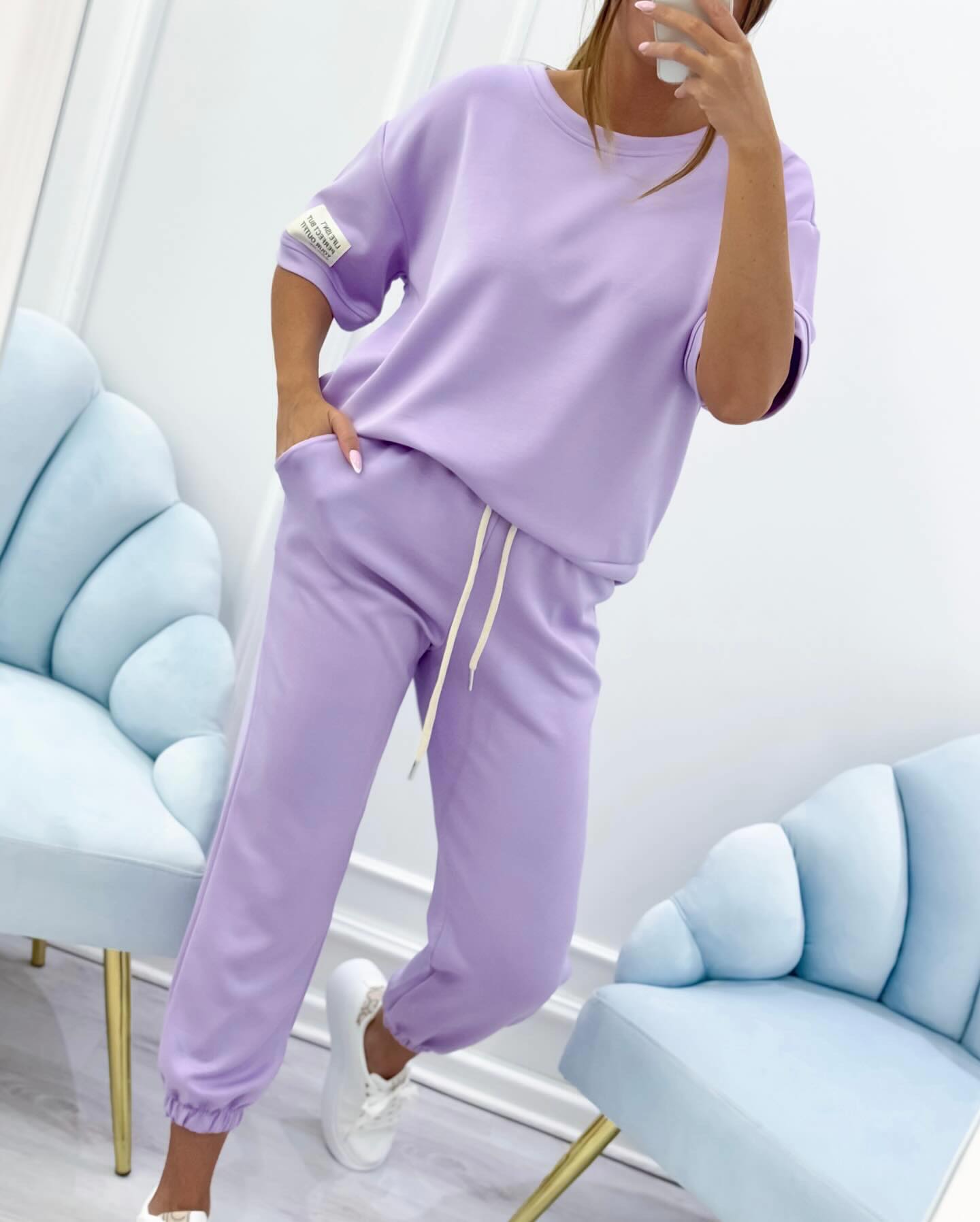 Andrei – Set casual damă cu top uni și pantaloni