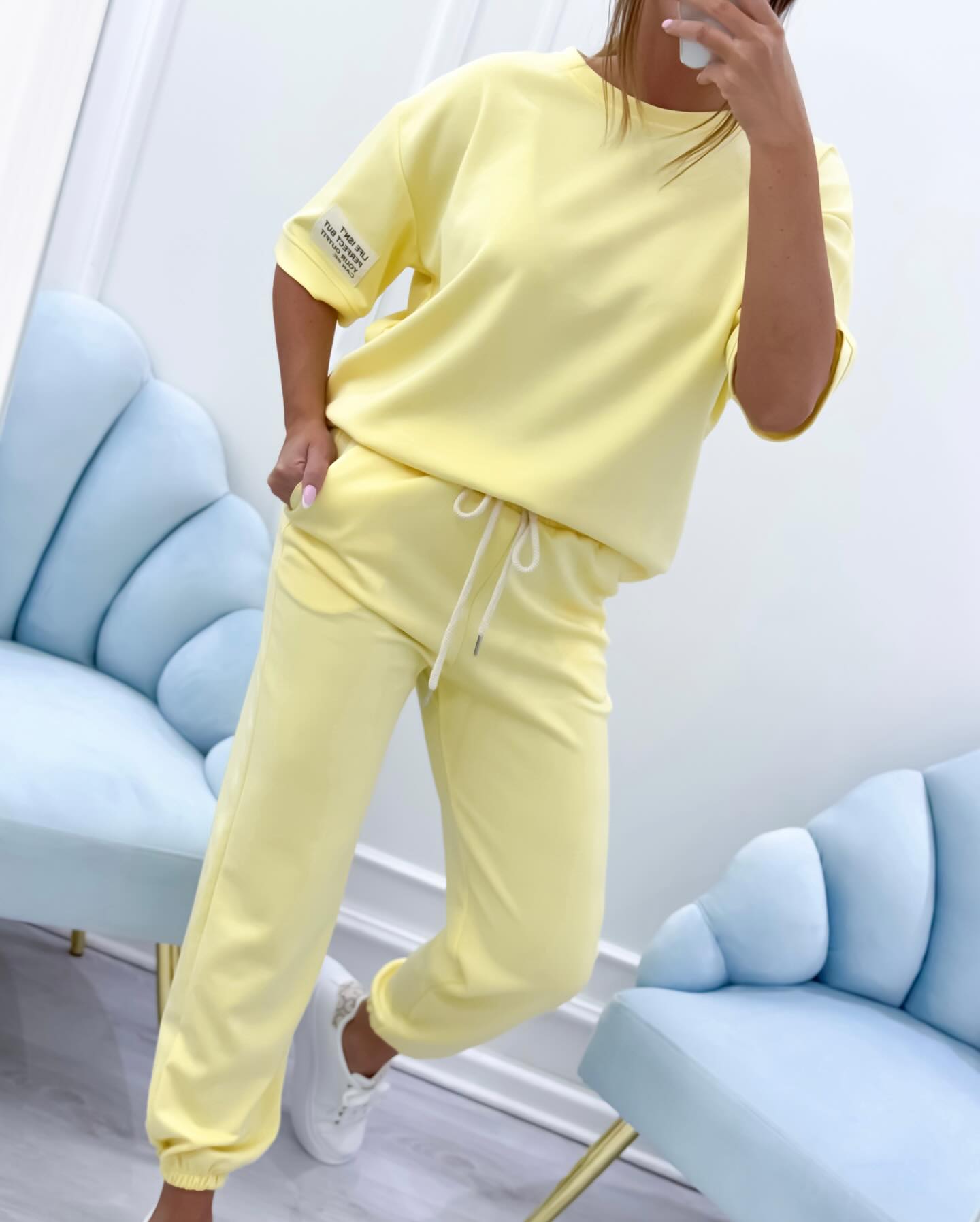 Andrei – Set casual damă cu top uni și pantaloni