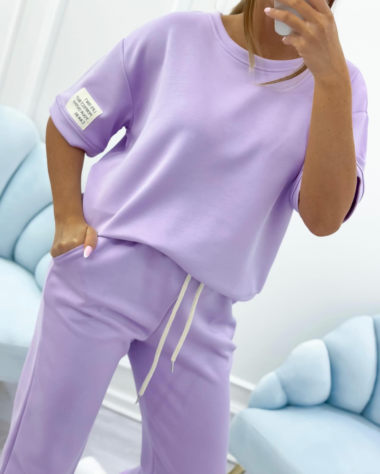 Andrei – Set casual damă cu top uni și pantaloni