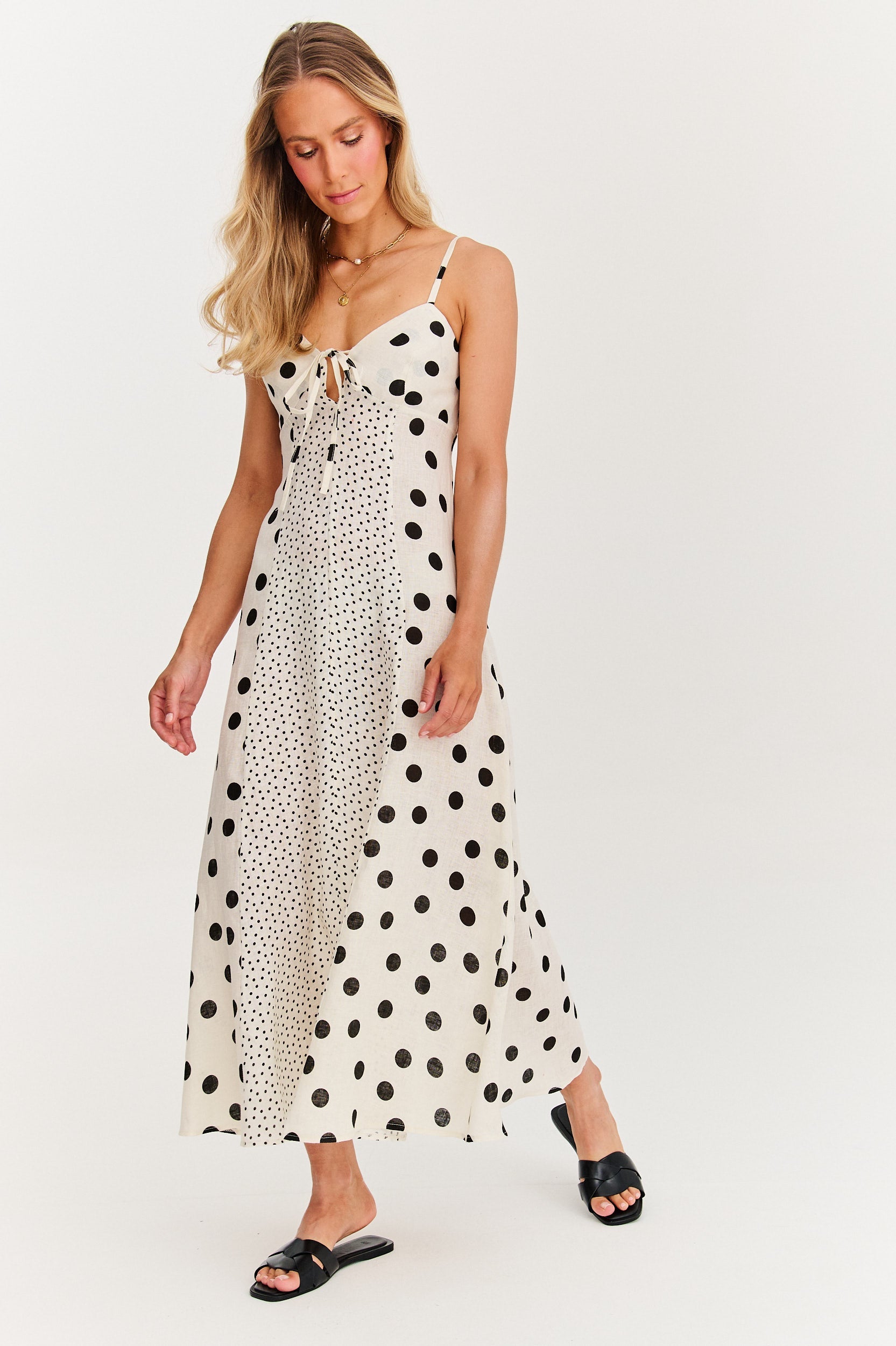 Roxana - Rochie maxi cu bretele Summer Dots