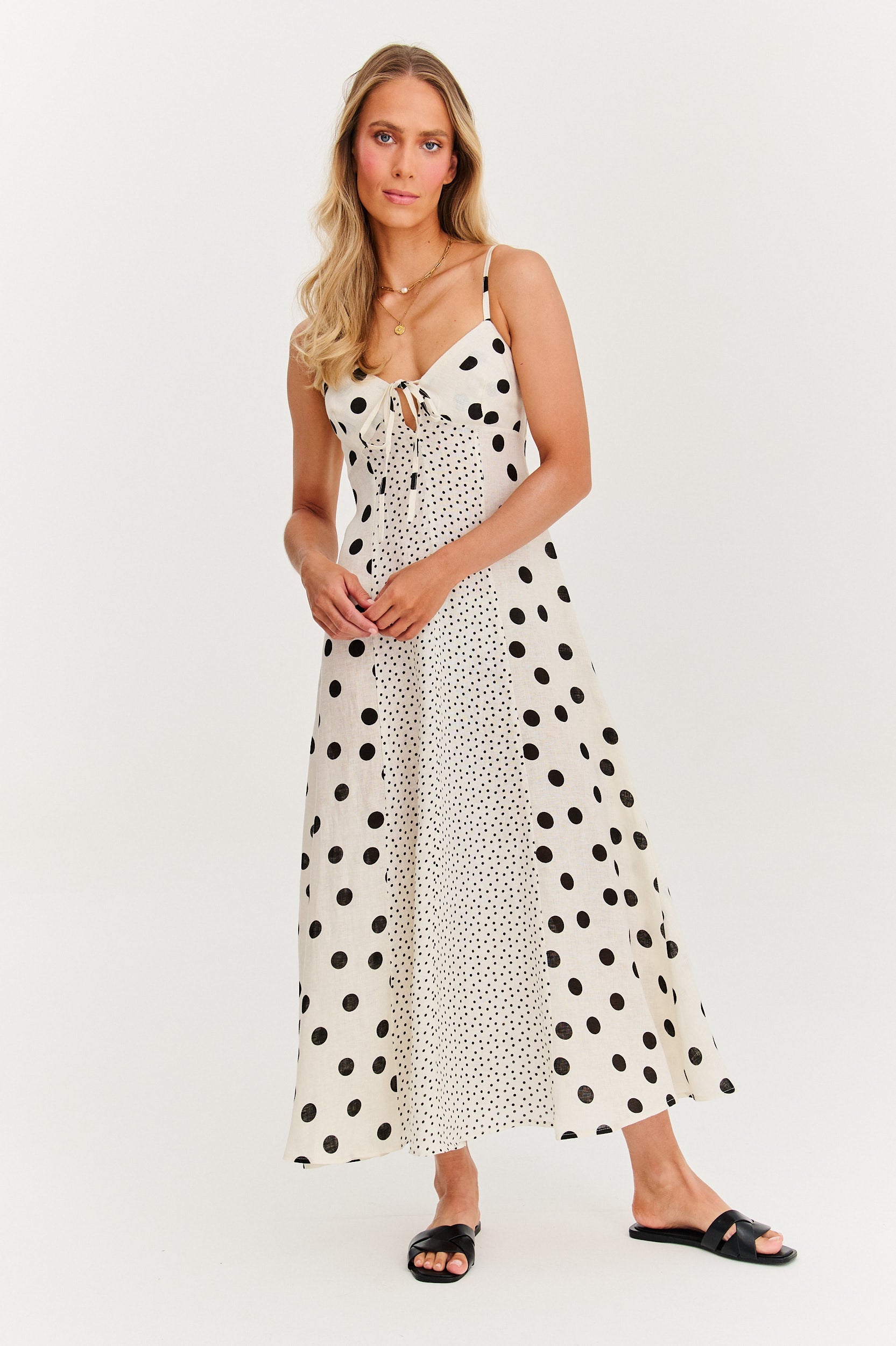 Roxana - Rochie maxi cu bretele Summer Dots