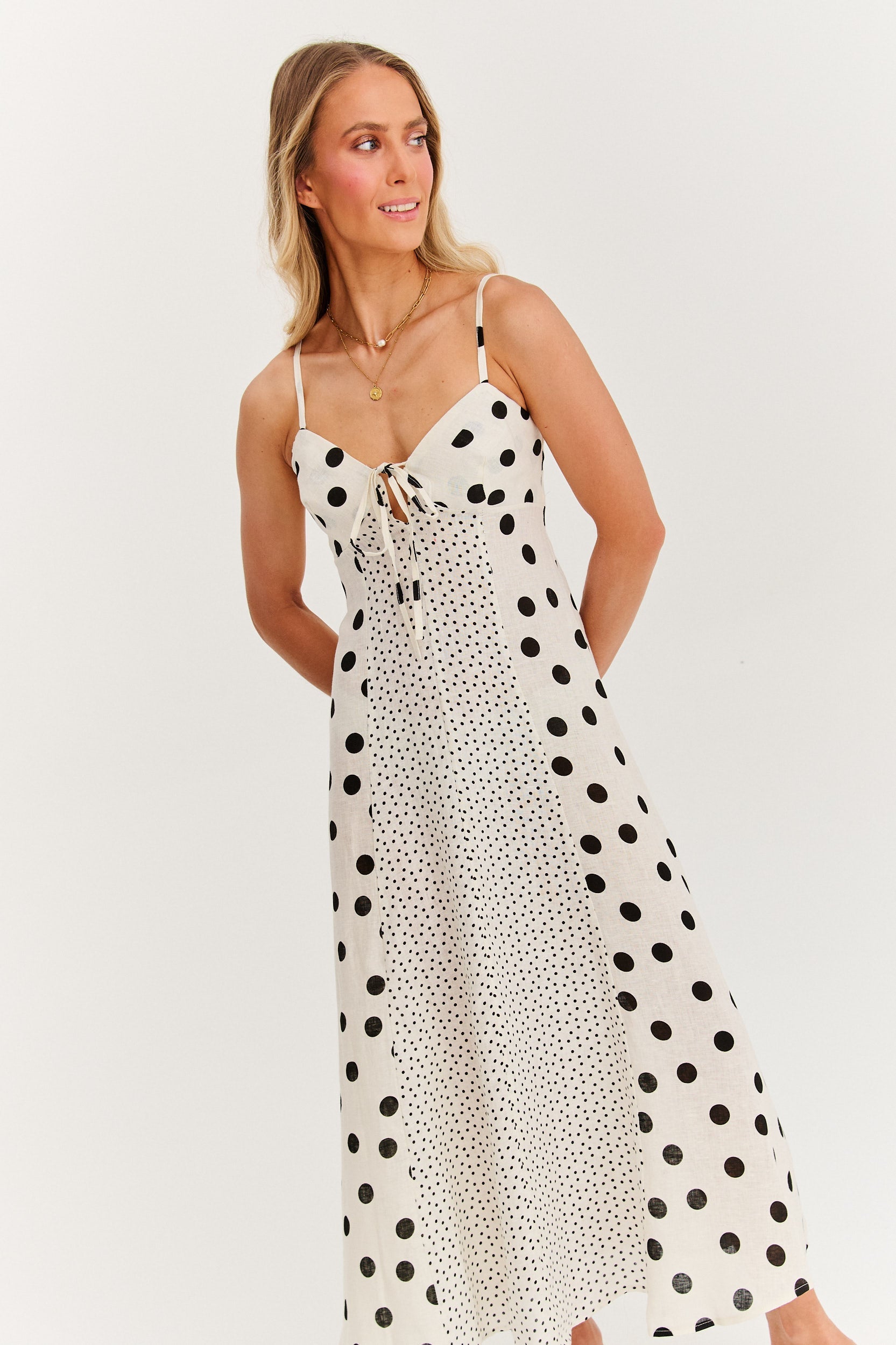 Roxana - Rochie maxi cu bretele Summer Dots