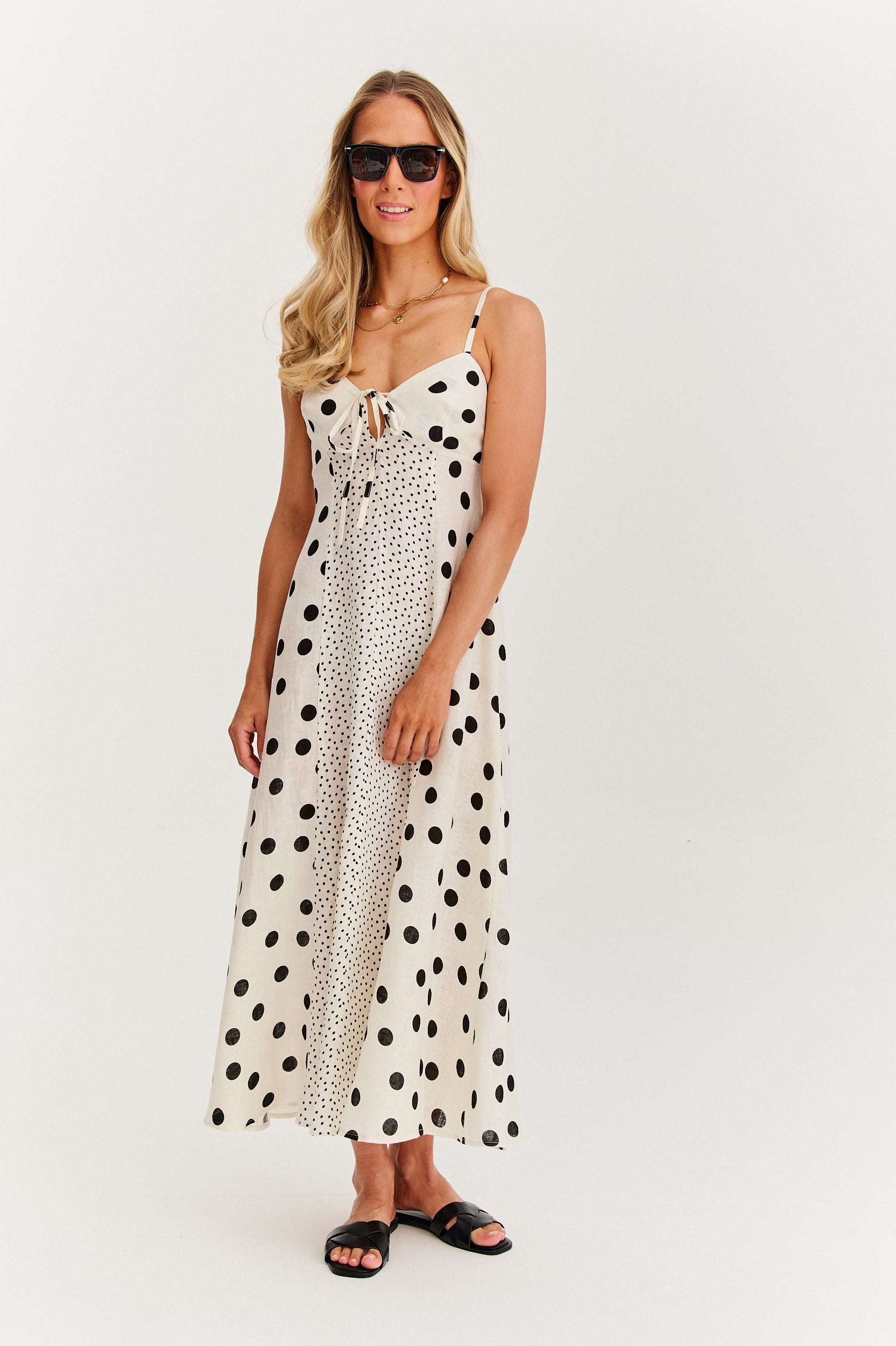 Roxana - Rochie maxi cu bretele Summer Dots