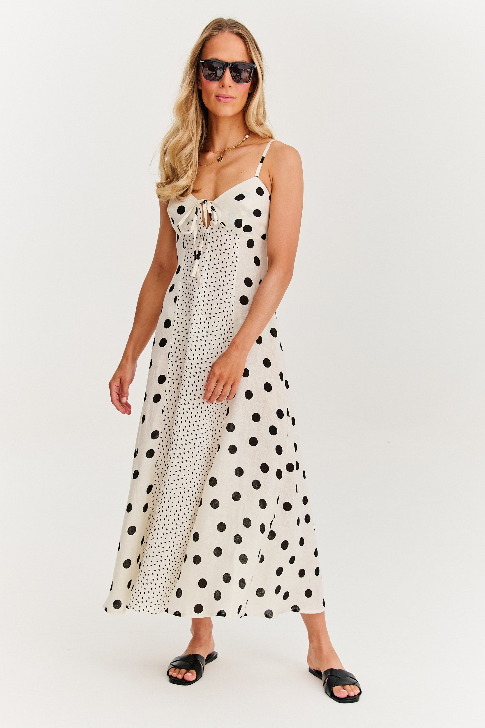 Roxana - Rochie maxi cu bretele Summer Dots