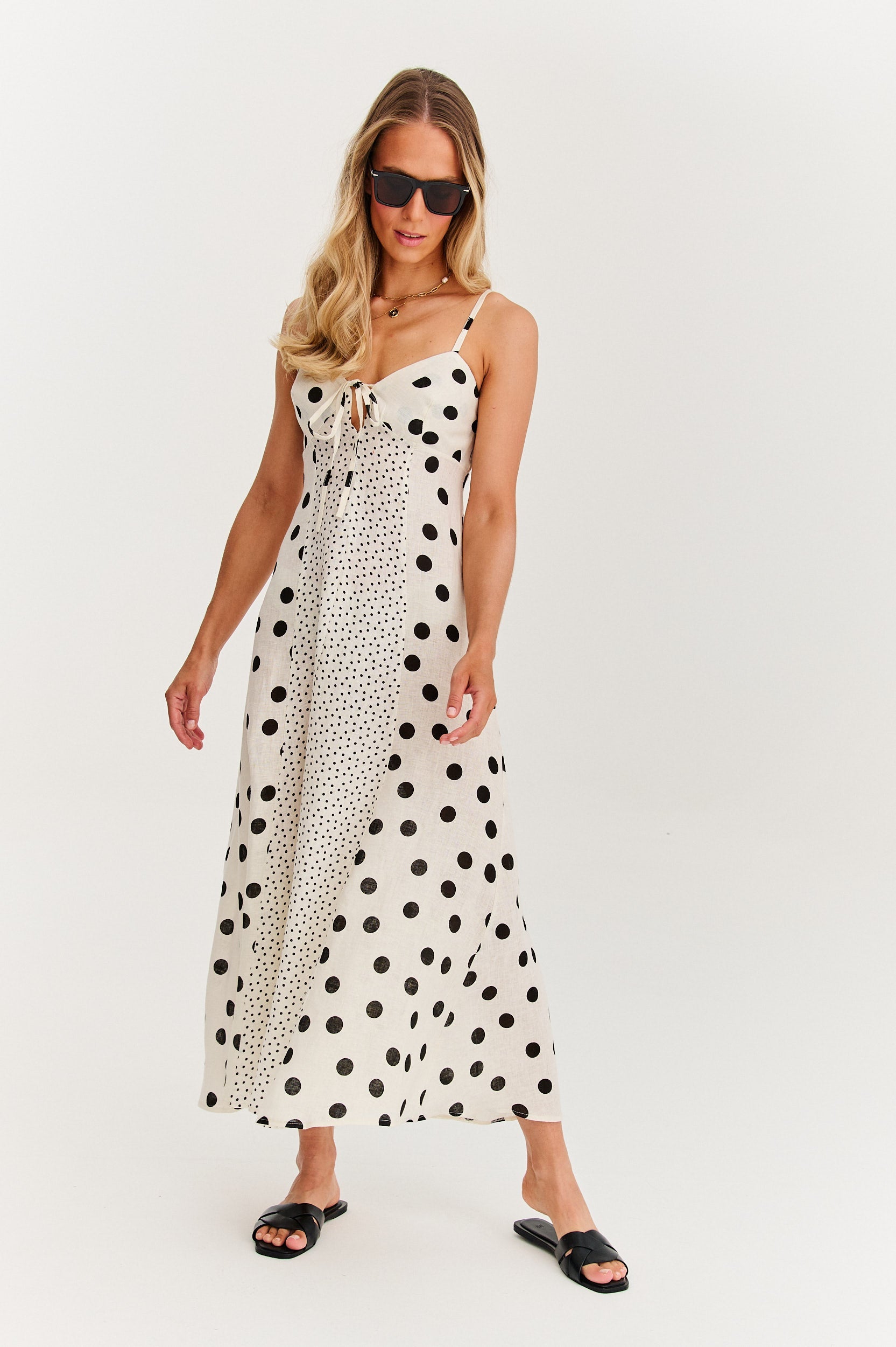 Roxana - Rochie maxi cu bretele Summer Dots