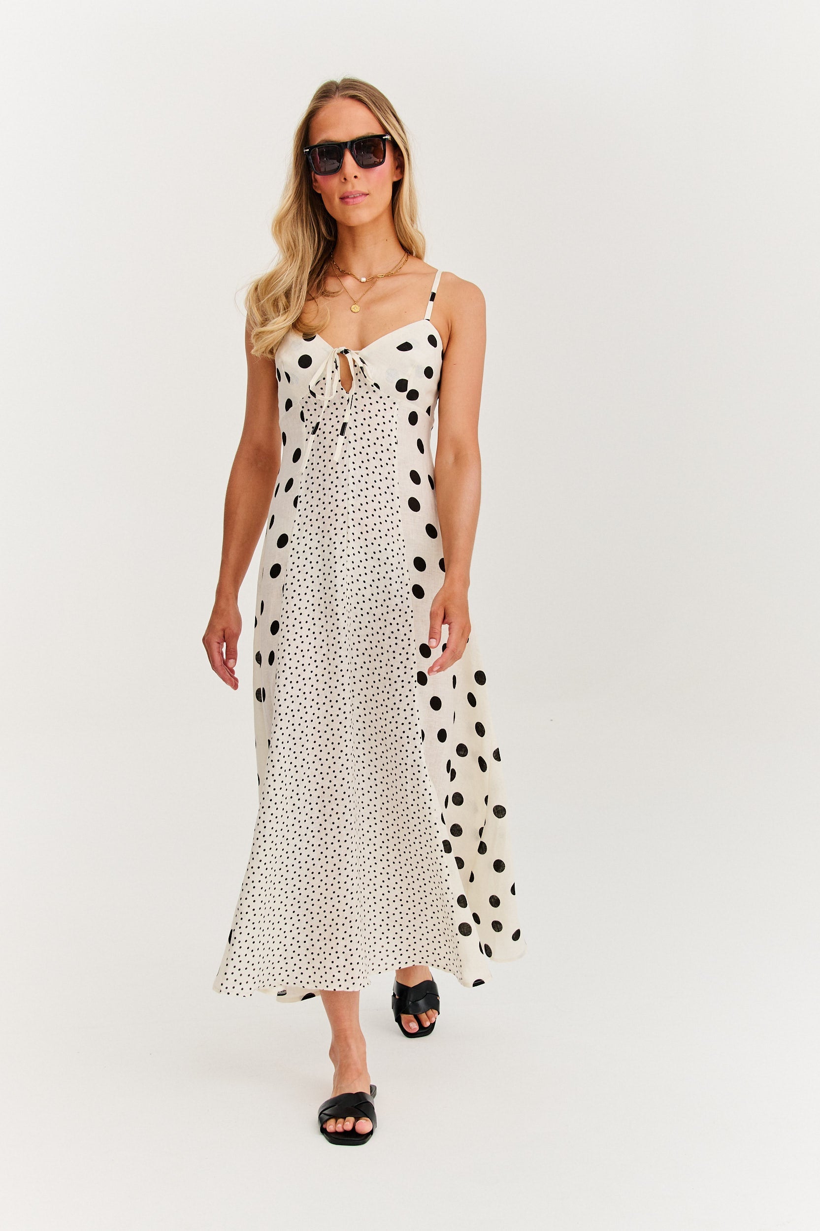 Roxana - Rochie maxi cu bretele Summer Dots
