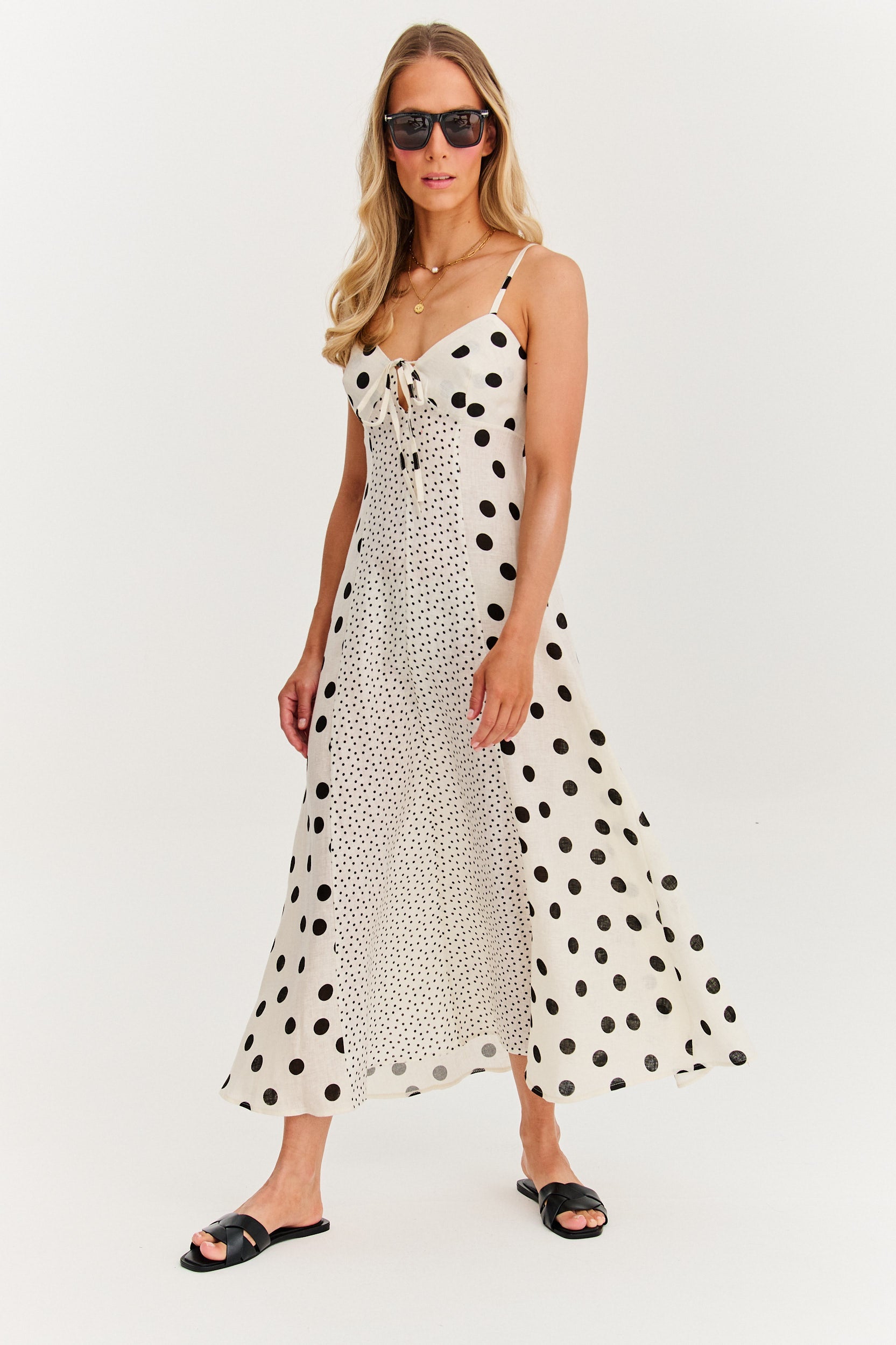 Roxana - Rochie maxi cu bretele Summer Dots