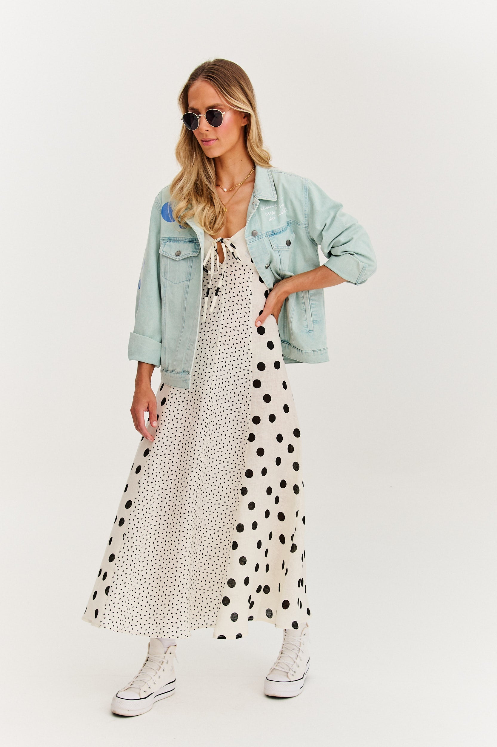 Roxana - Rochie maxi cu bretele Summer Dots