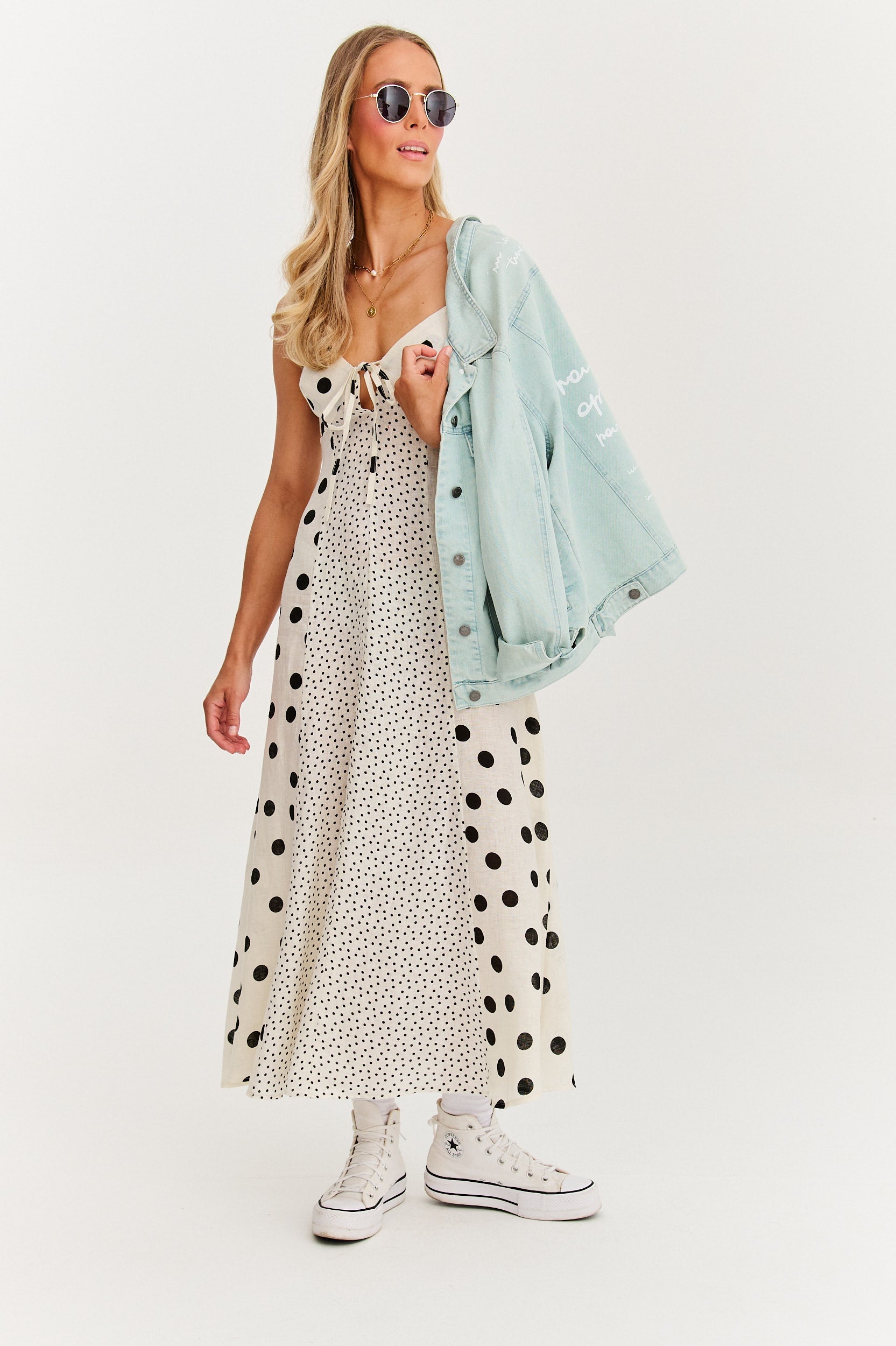 Roxana - Rochie maxi cu bretele Summer Dots
