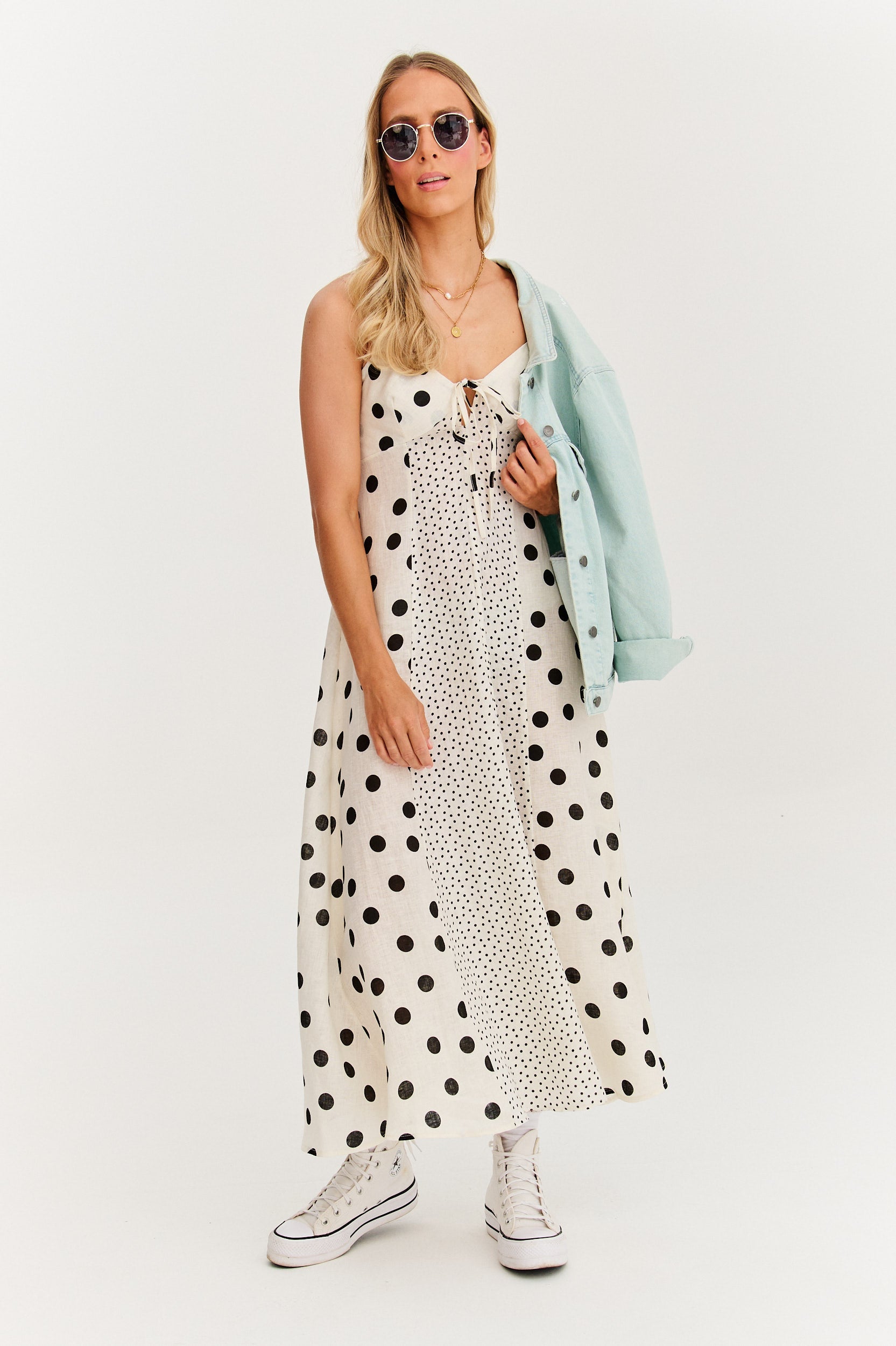 Roxana - Rochie maxi cu bretele Summer Dots