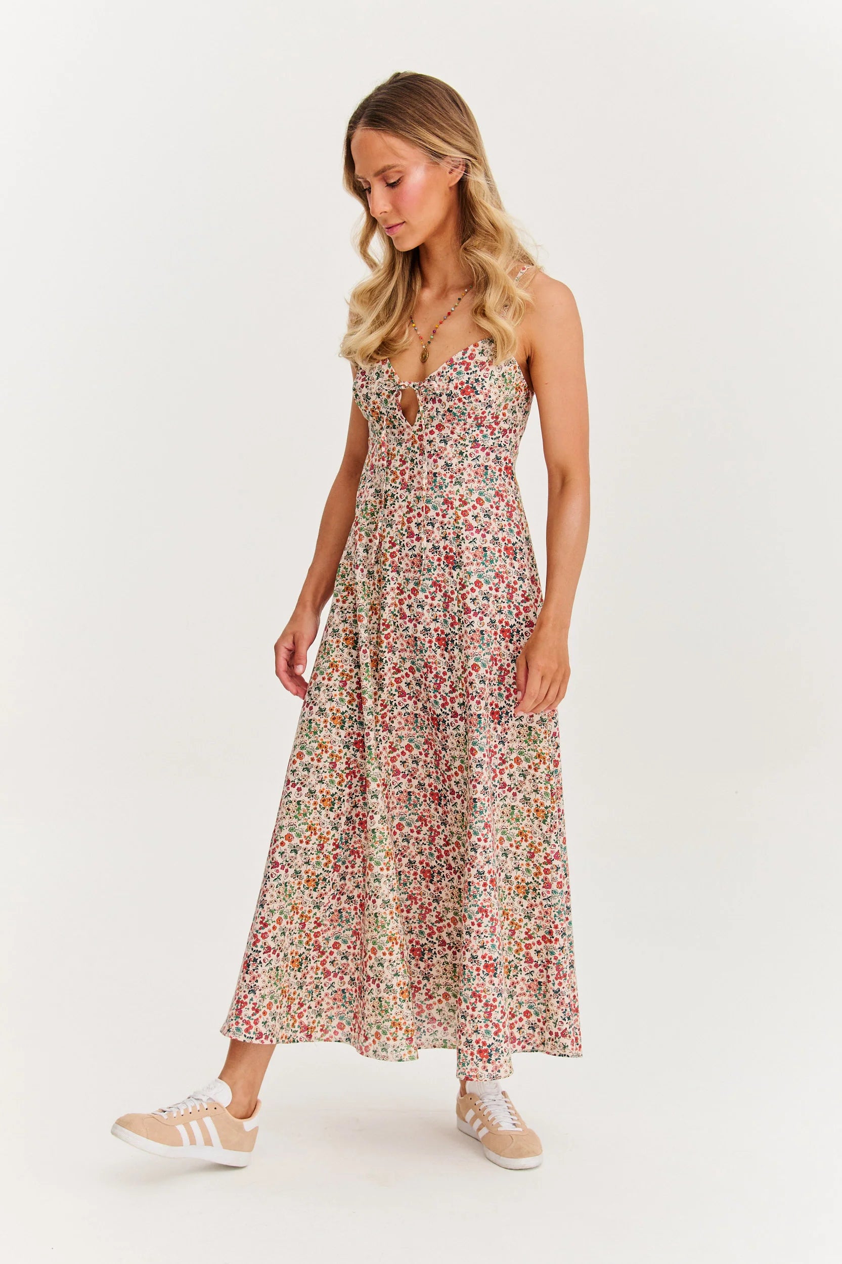 Roxana - Rochie maxi cu bretele Summer Dots