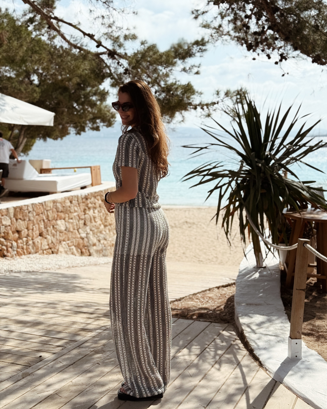 Daria | Pantaloni de vară | Negru/Alb | Tall
