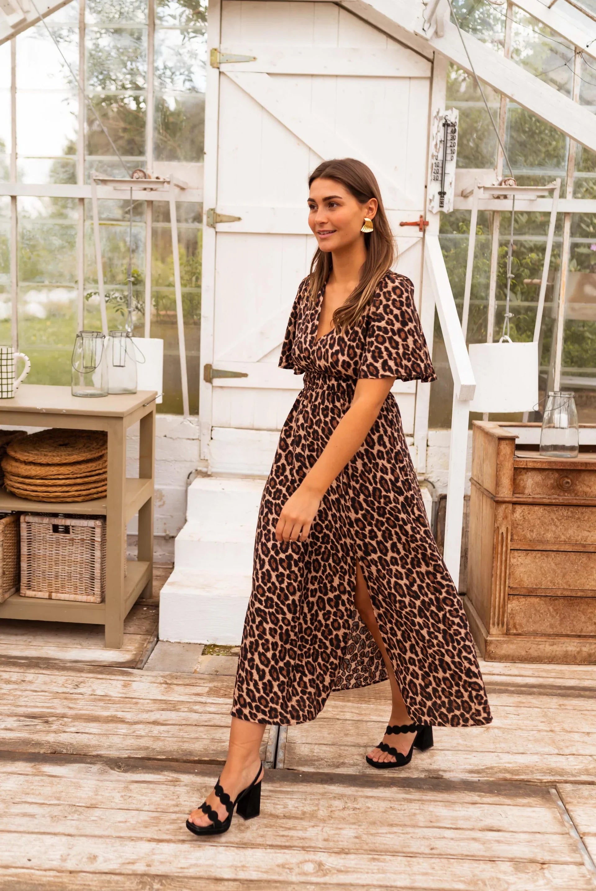 Sorina | Rochia maxi cu imprimeu de leopard