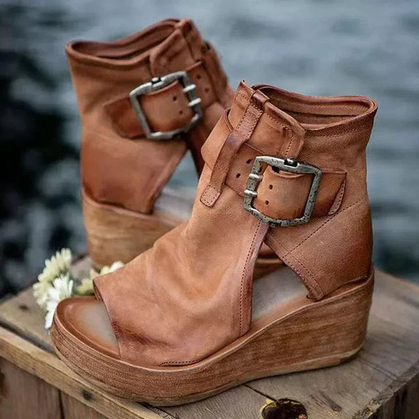 Irina – Sandale ortopedice damă, cu platformă și cataramă, stil boho