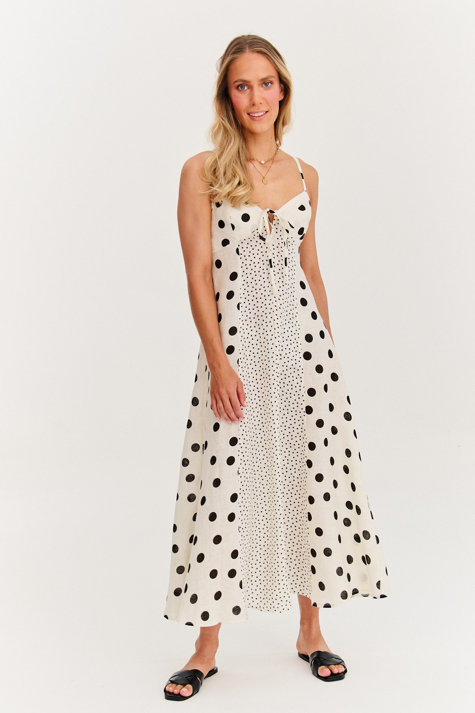 Roxana - Rochie maxi cu bretele Summer Dots