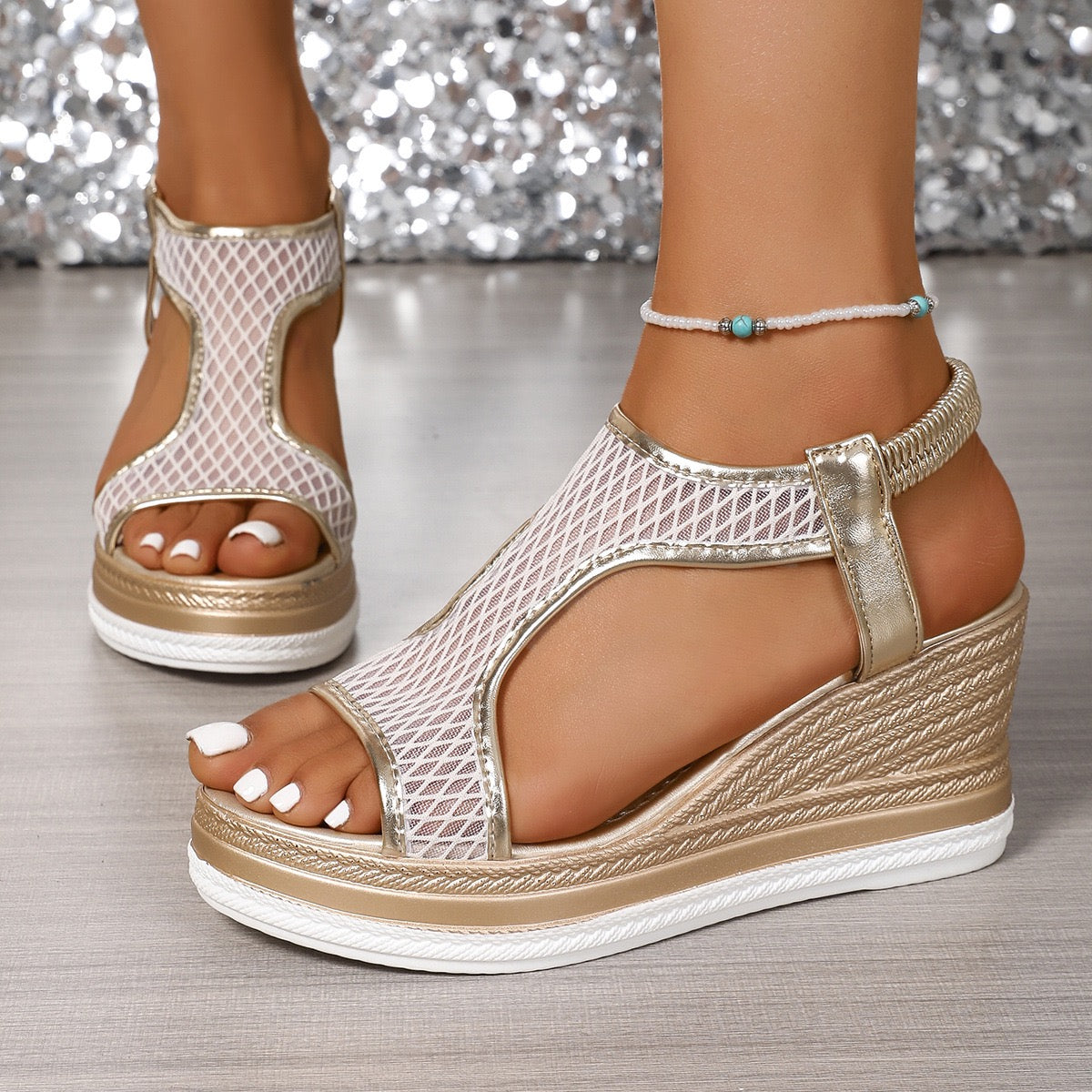 Elena – Sandale ortopedice elegante damă, fără închidere, cu pană